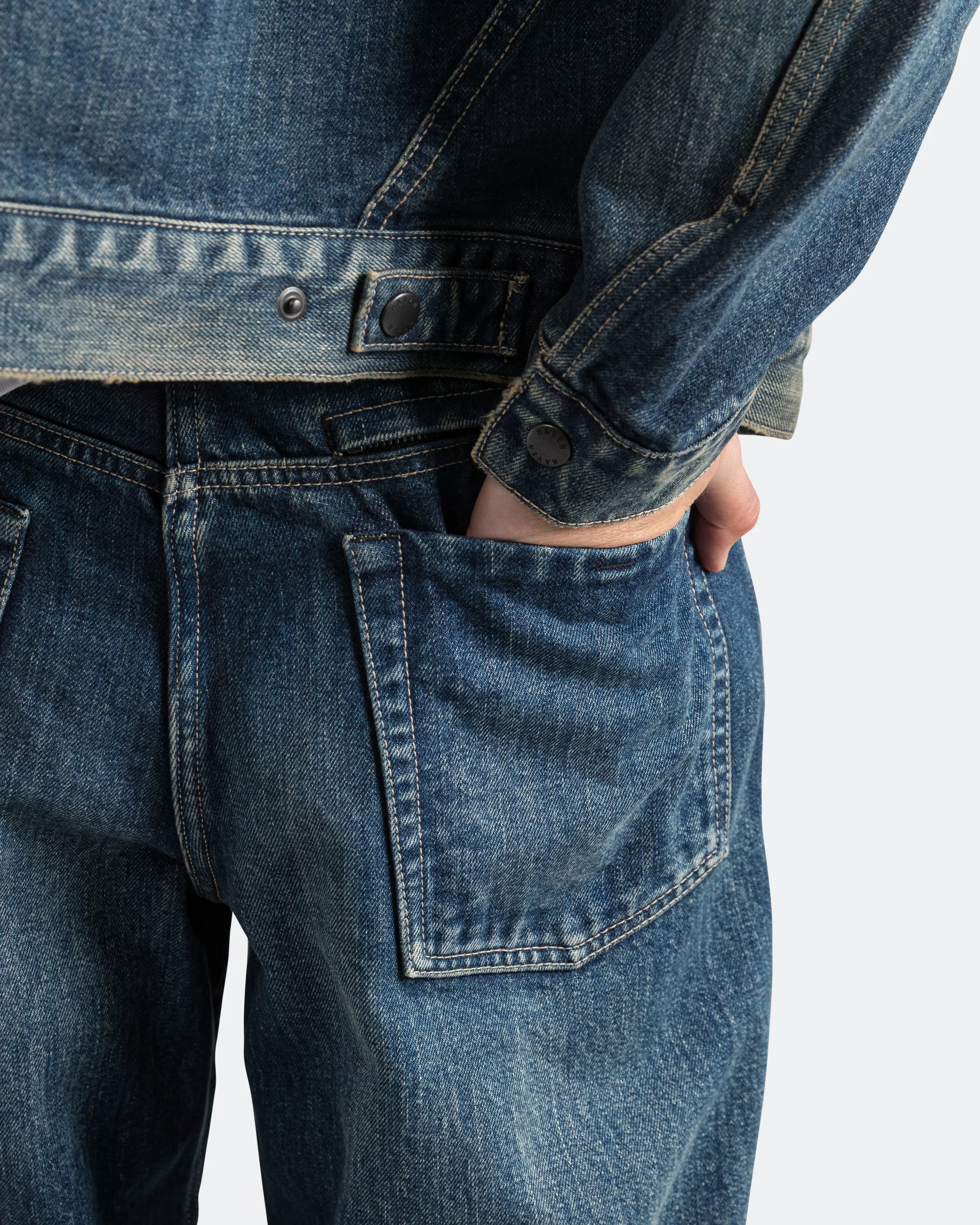 Station Pant - Suvin Cotton Denim Washed Navy - Image 4