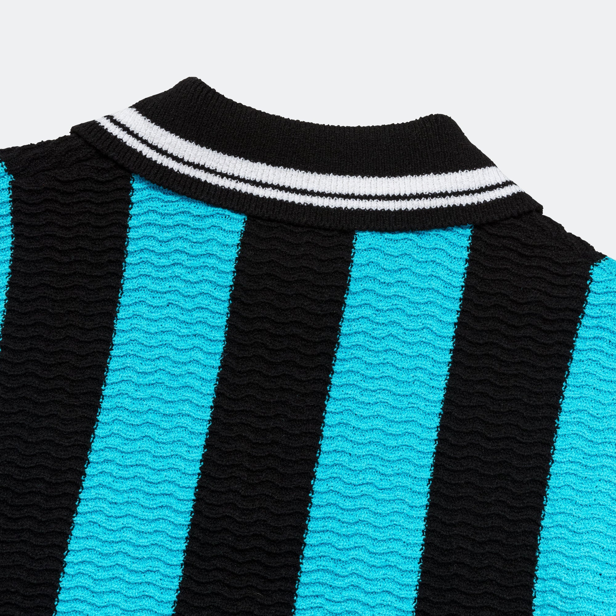 Stripe Soccer Polo Sweater - Black/Blue - Image 8