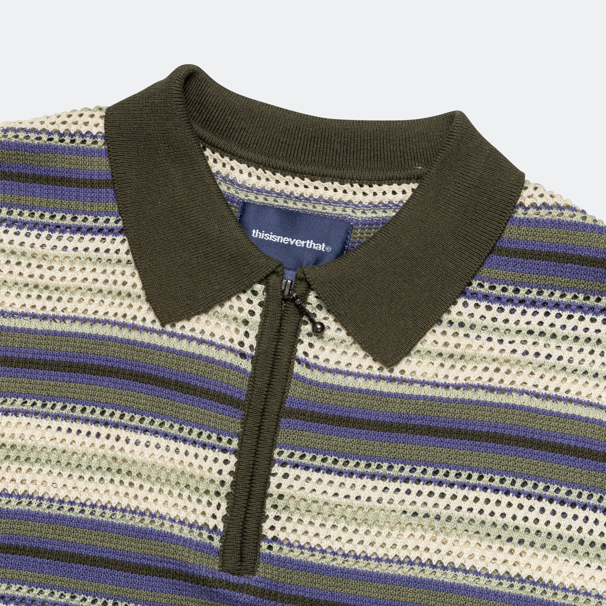 Stripe SS Knit Polo - Ivory - Image 2