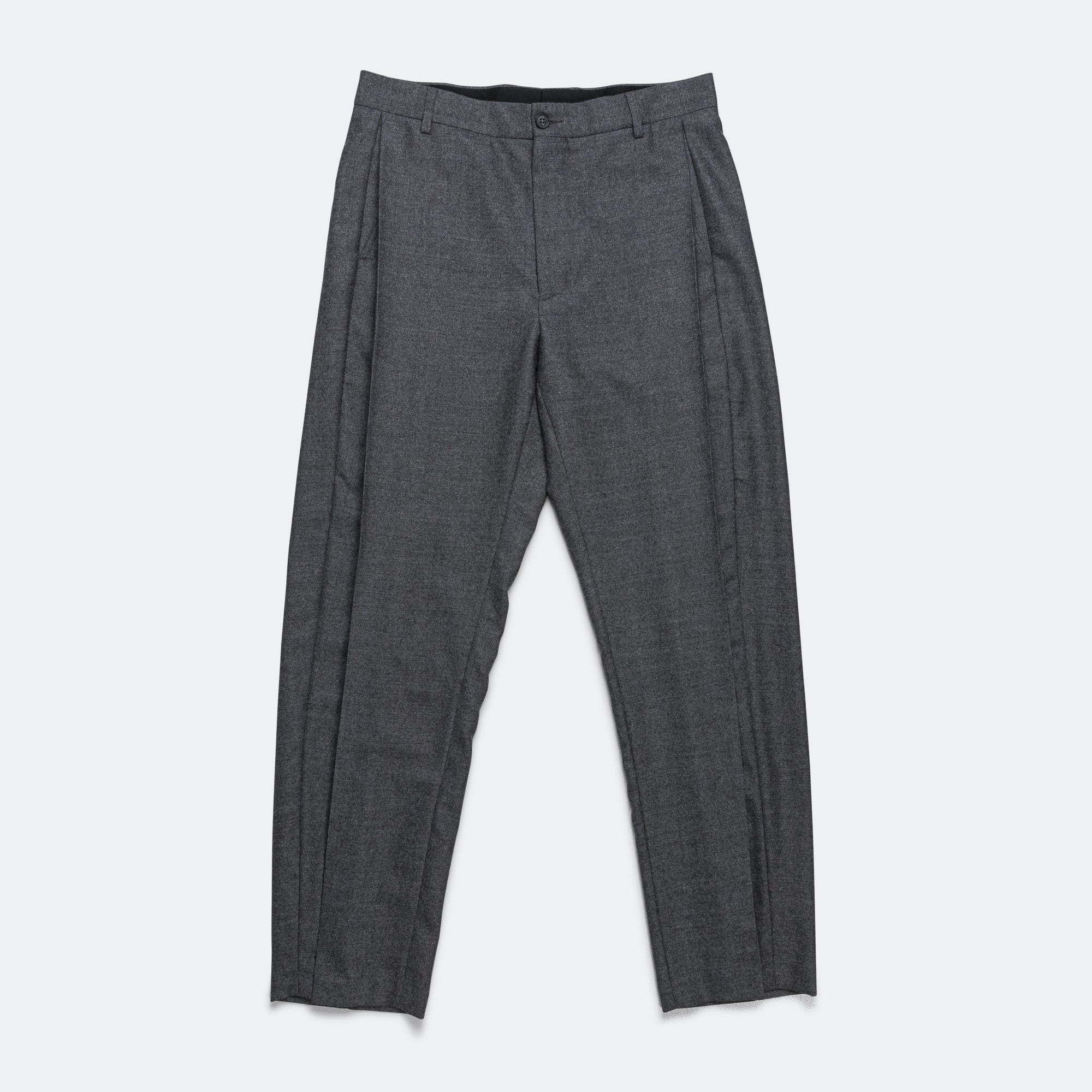 Tailored Wool Trousers - Dark Grey Melange