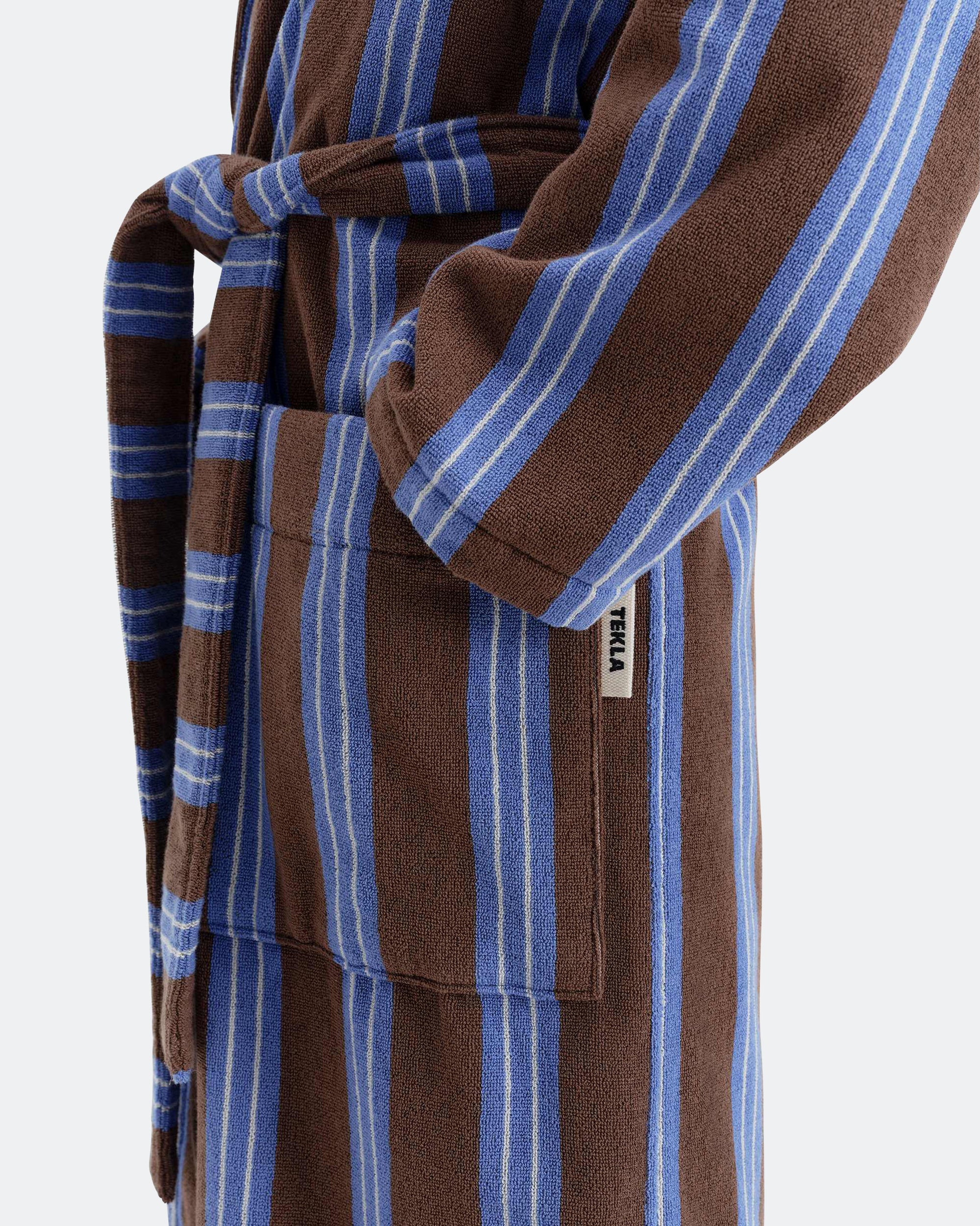 Hooded Bathrobe - Chestnut Stripes - Image 3