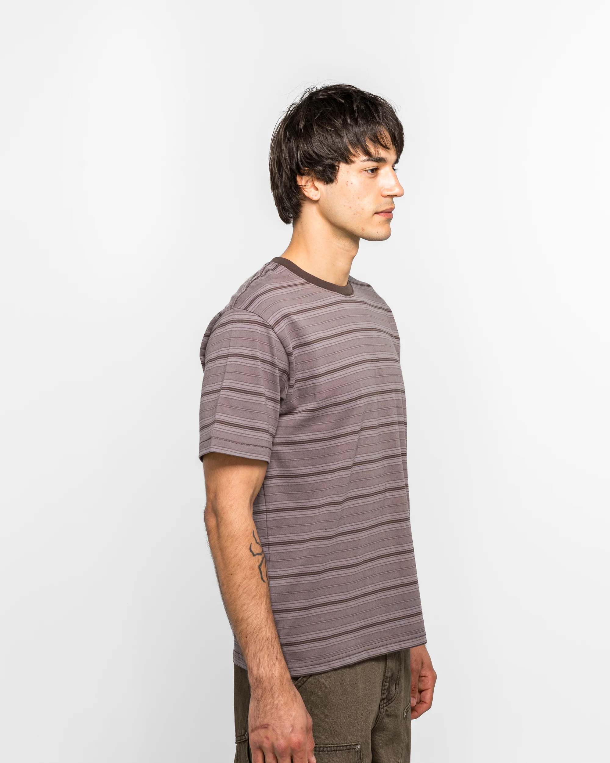 Striped SS Tee - Brown - Image 3