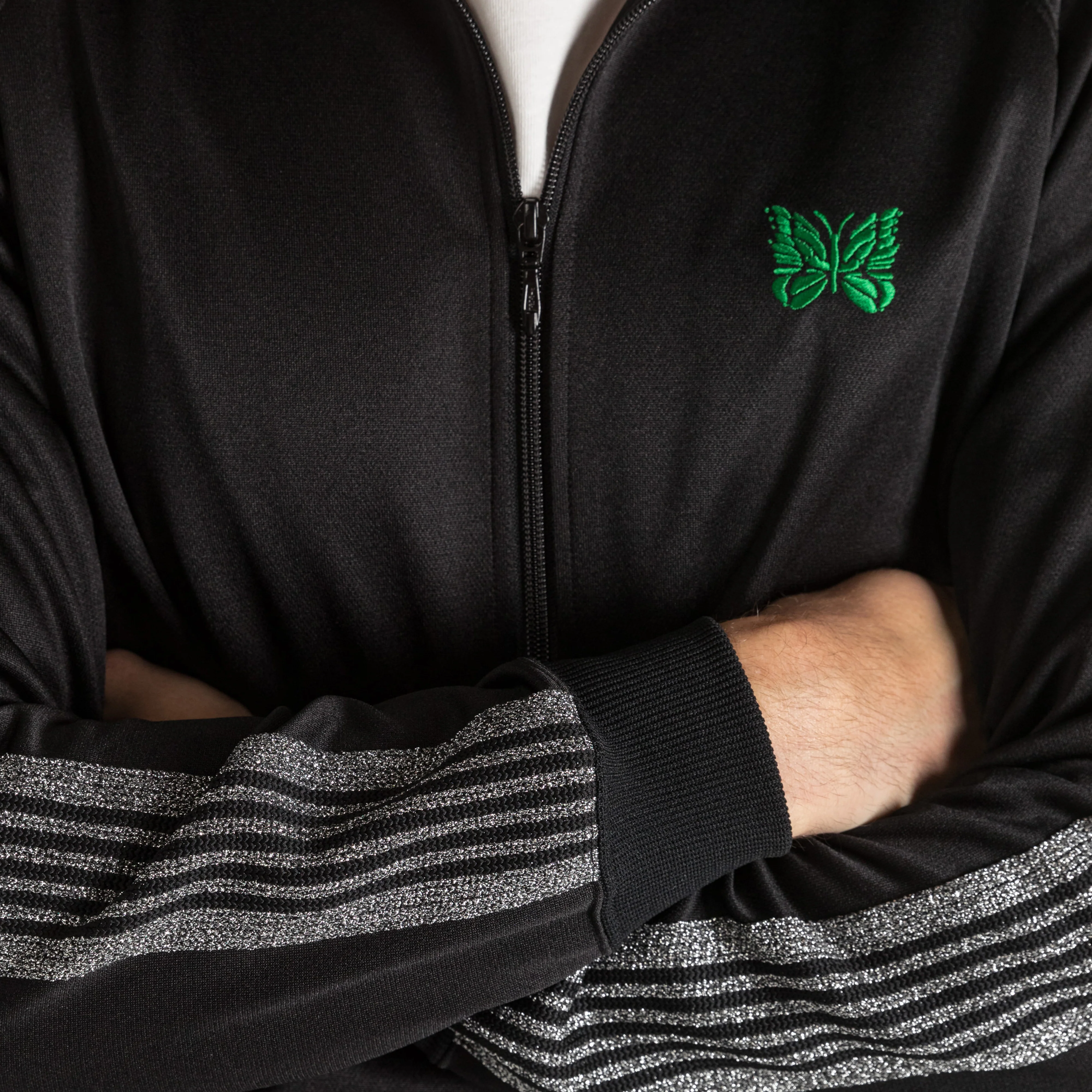 Track Jacket x UP THERE - Black/Silver Poly Smooth - Image 3