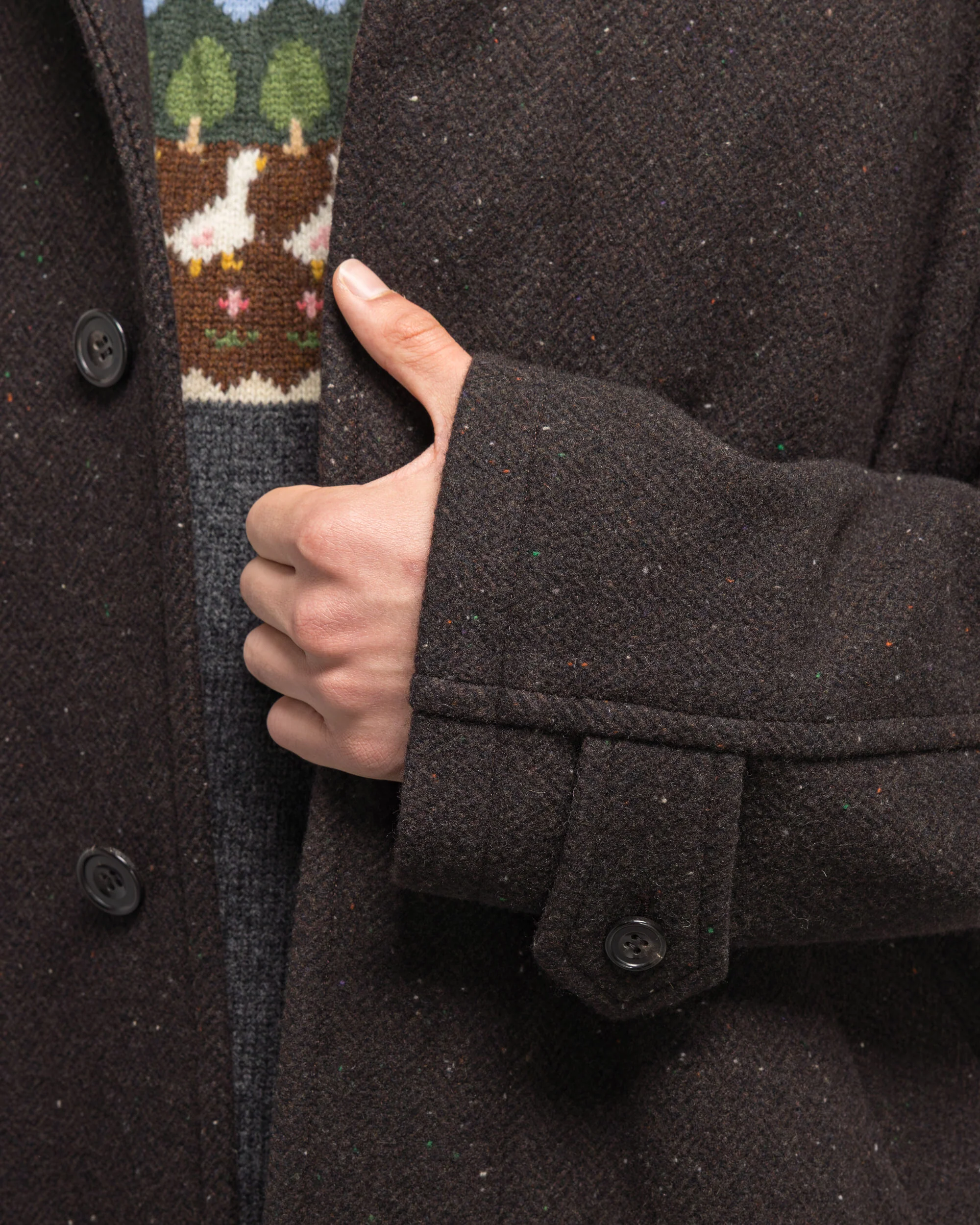 Balmacaan Coat - Brown Nep Tweed - Image 6