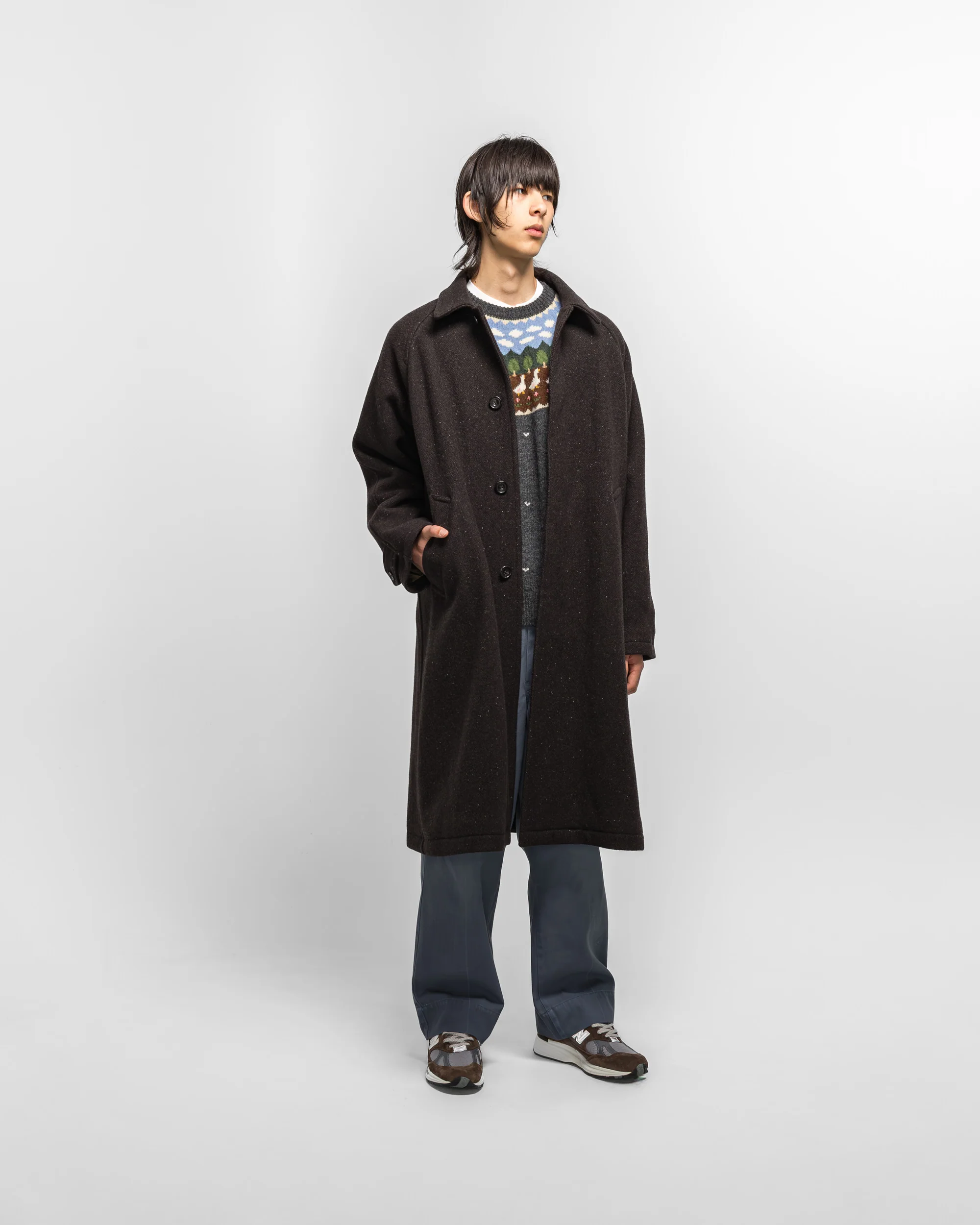 Balmacaan Coat - Brown Nep Tweed - Image 8