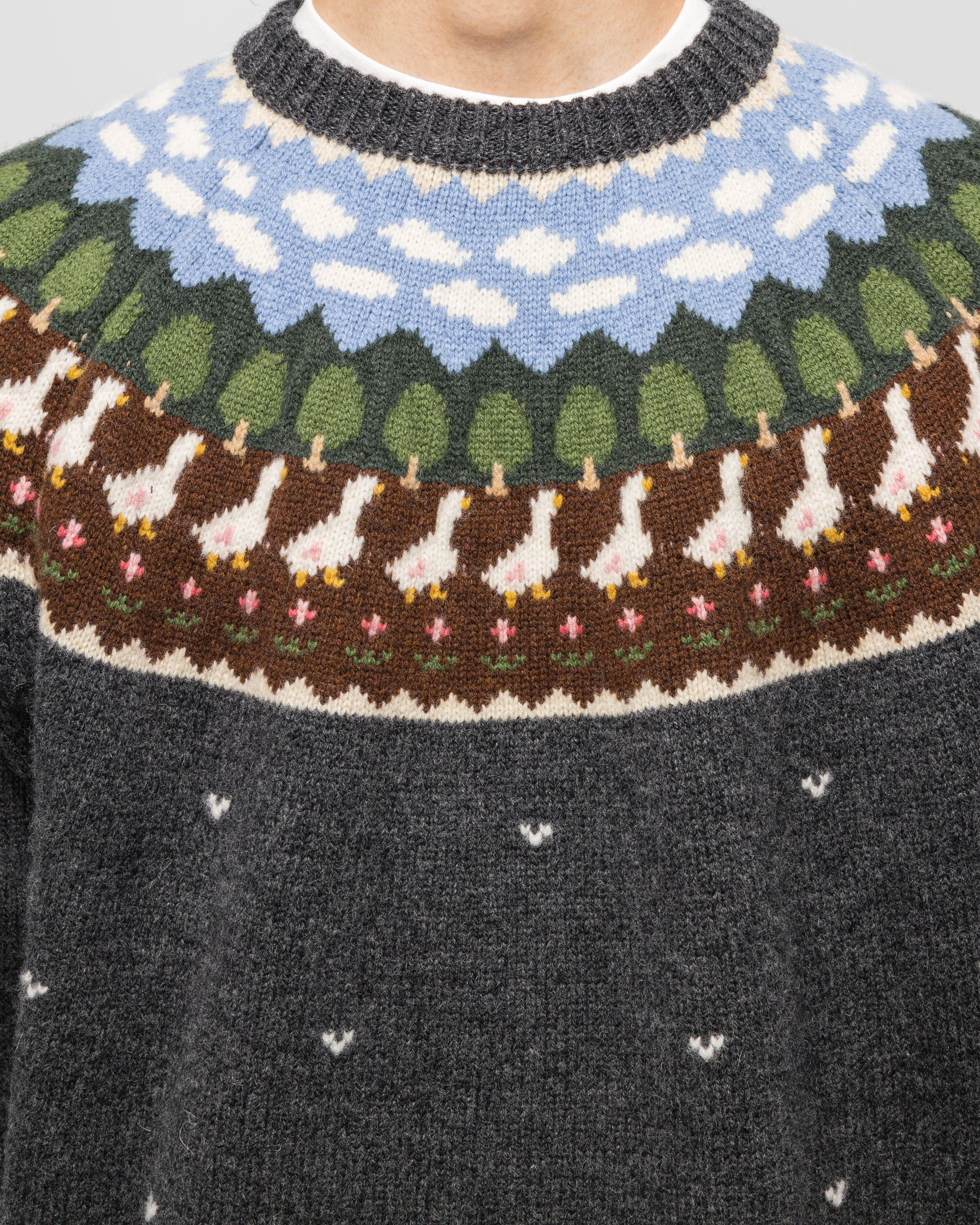 Fair Isle Duck Sweater - Charcoal Grey - Image 5