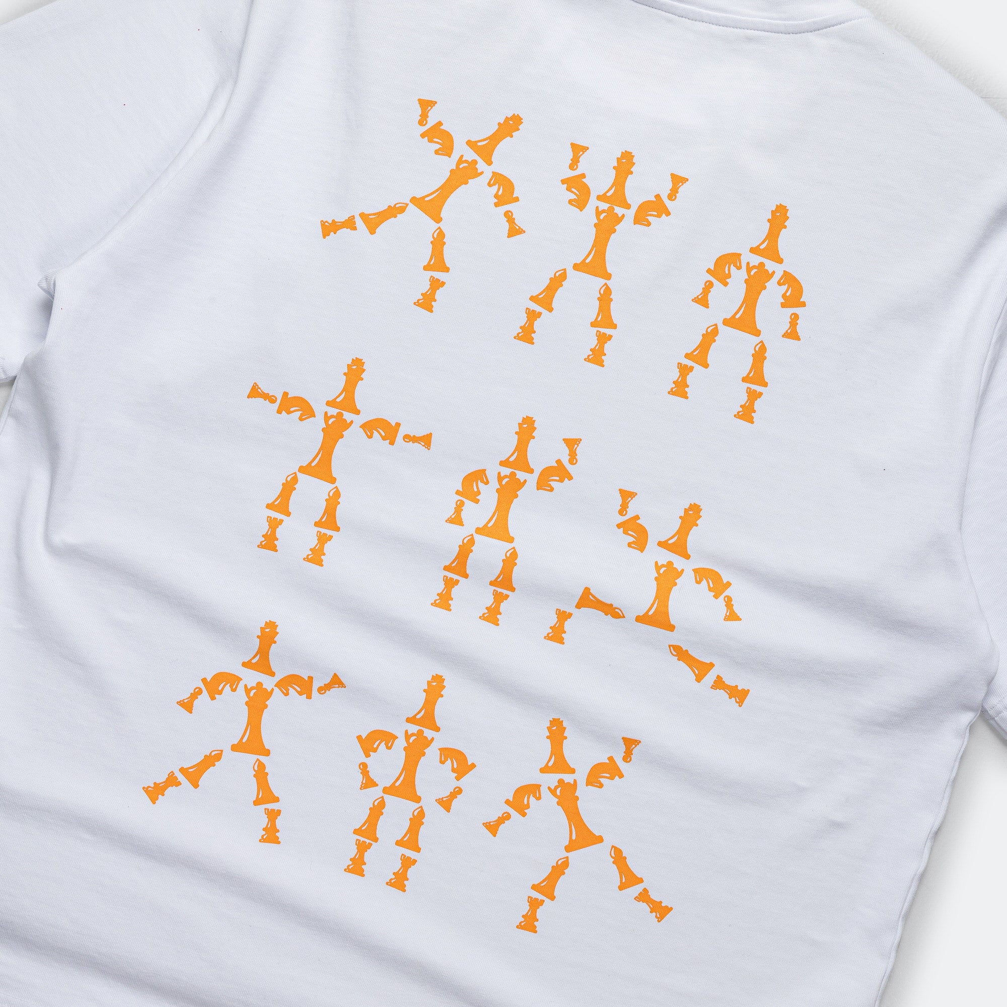 UP THERE X ATAB Lab 'Chess Man' Tee - White/Tangelo - Image 4