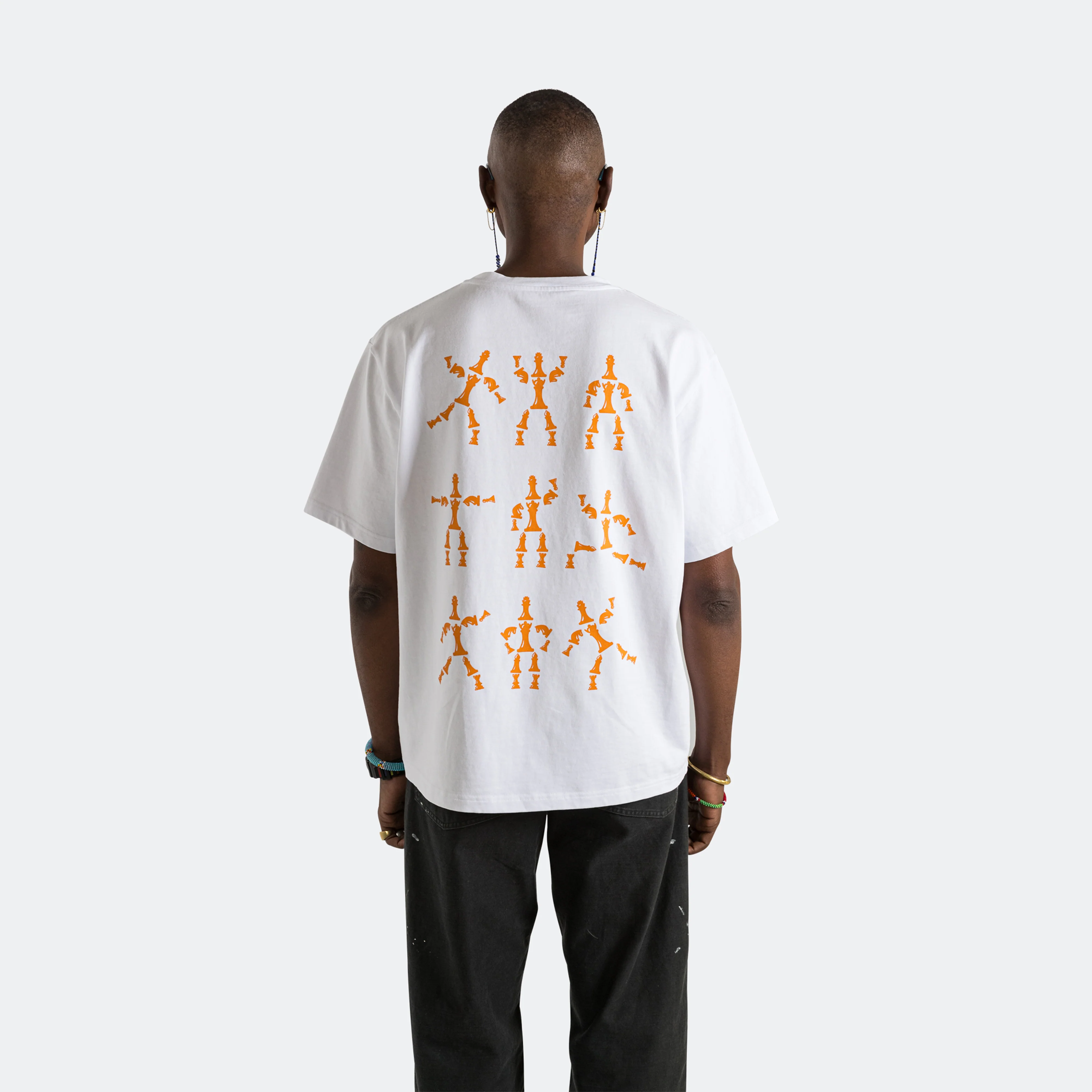 UP THERE X ATAB Lab 'Chess Man' Tee - White/Tangelo - Image 7