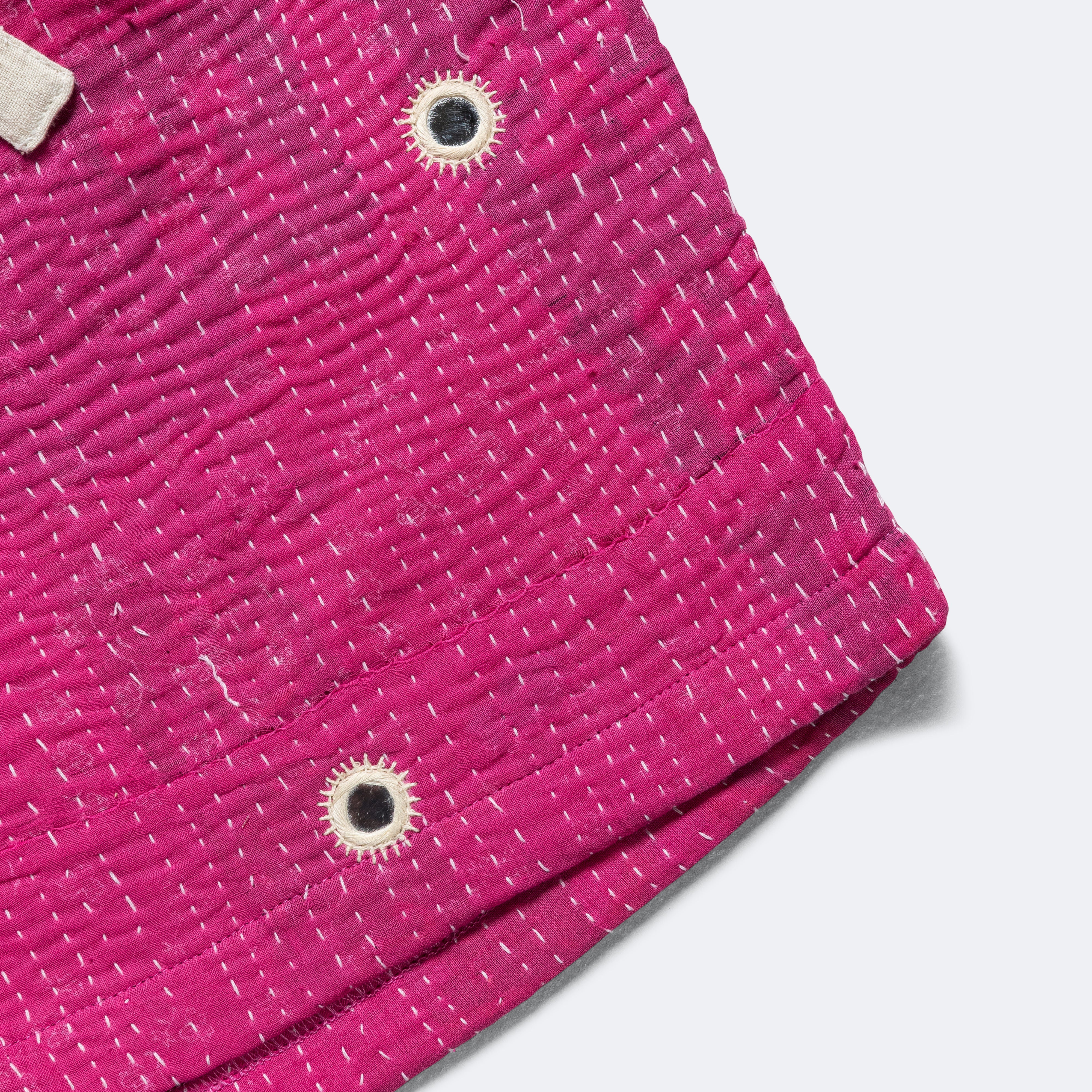 Vintage Kantha Overdye Shorts - Pink/Mirrors - Image 4