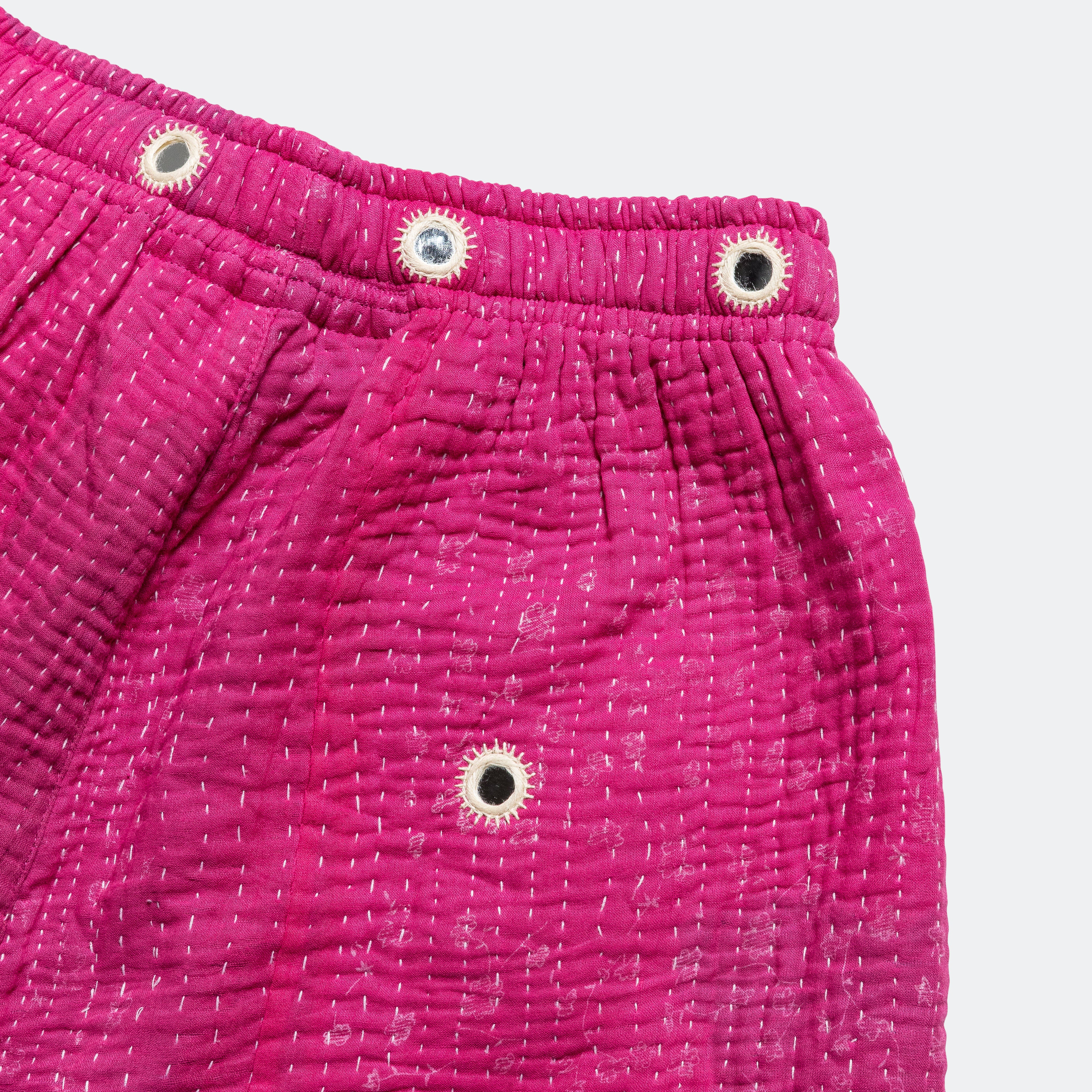 Vintage Kantha Overdye Shorts - Pink/Mirrors - Image 5