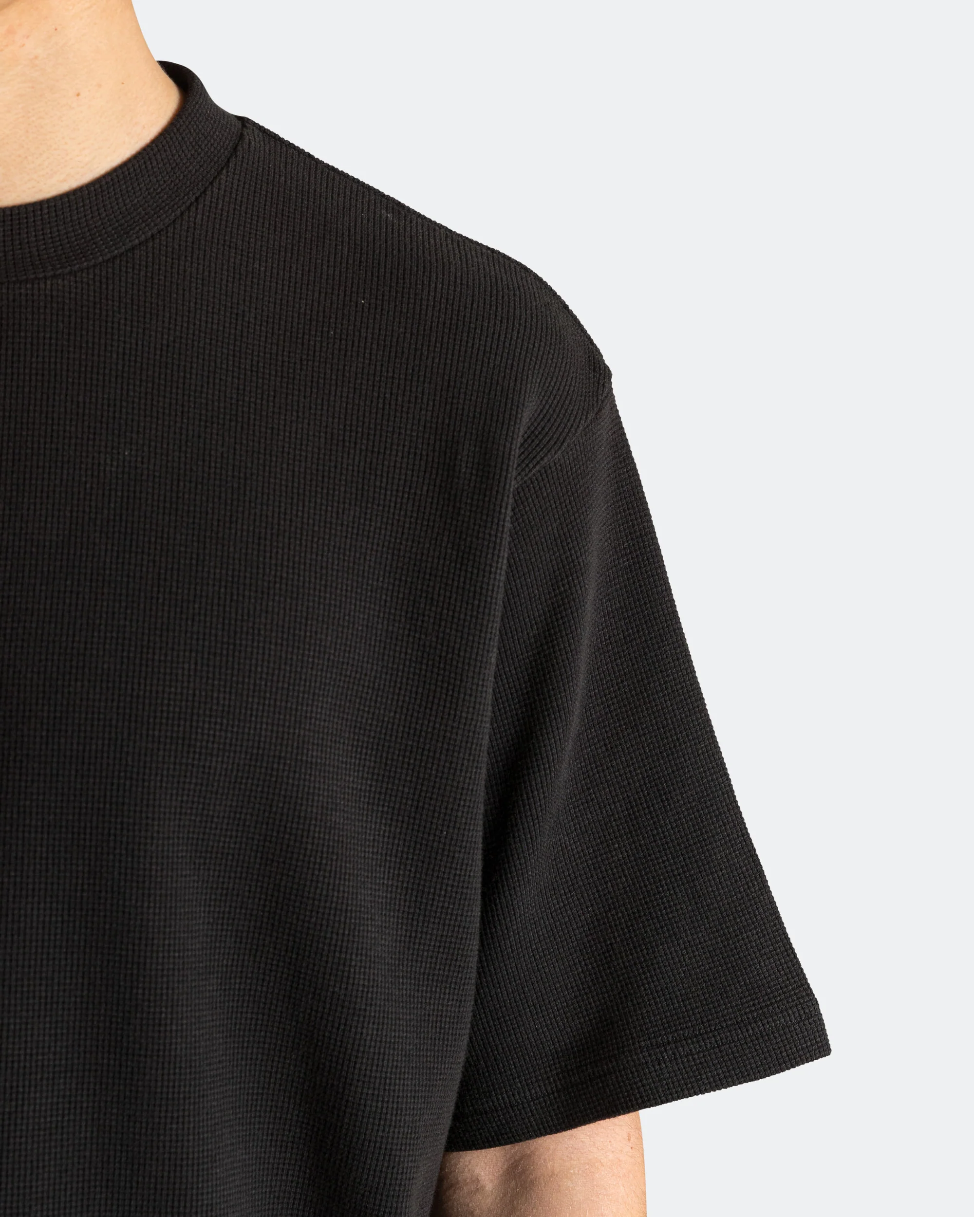 Waffle Boxy Tee - Black - Image 4