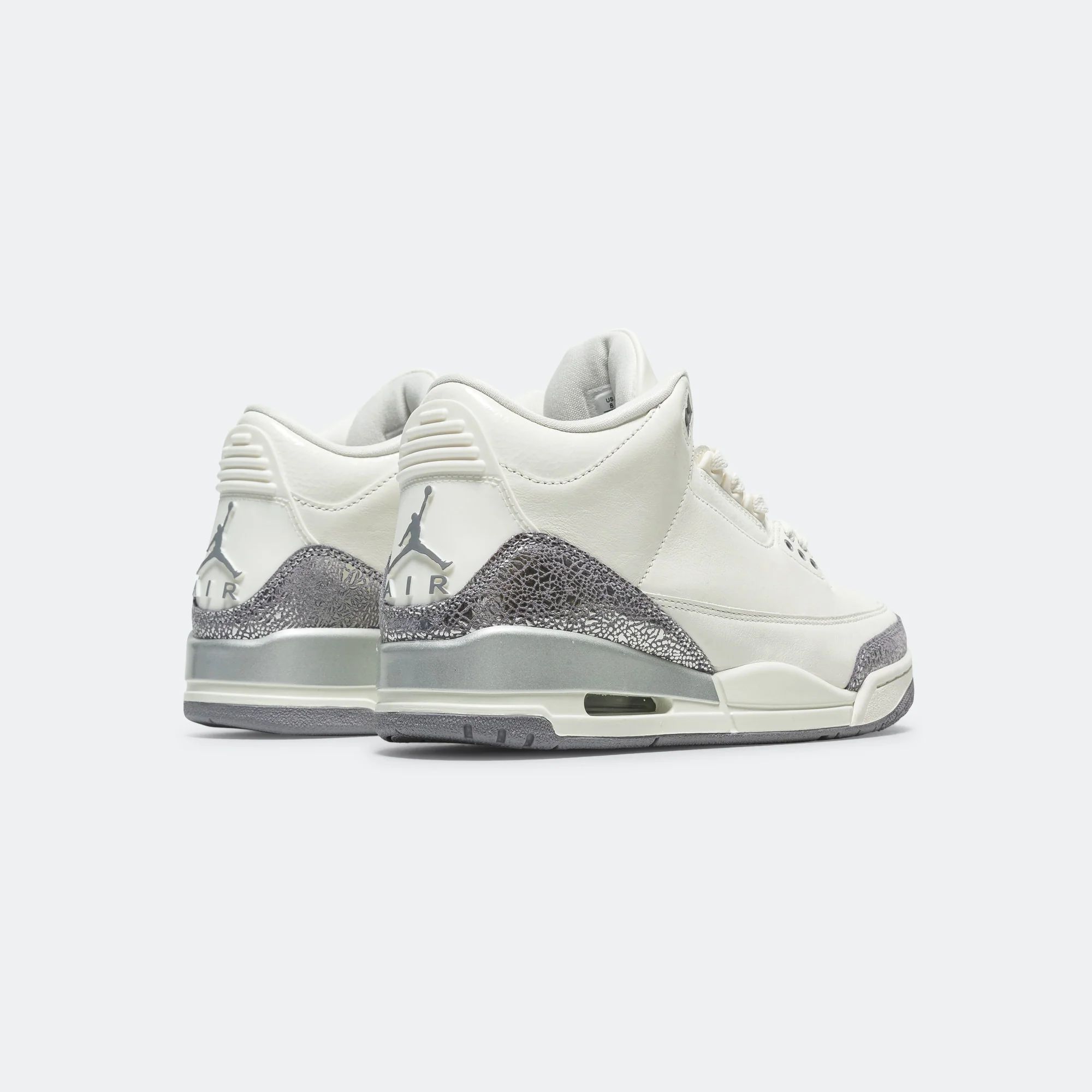 Womens Air Jordan 3 - Sail/Cement Grey-Metallic Silver - Image 3