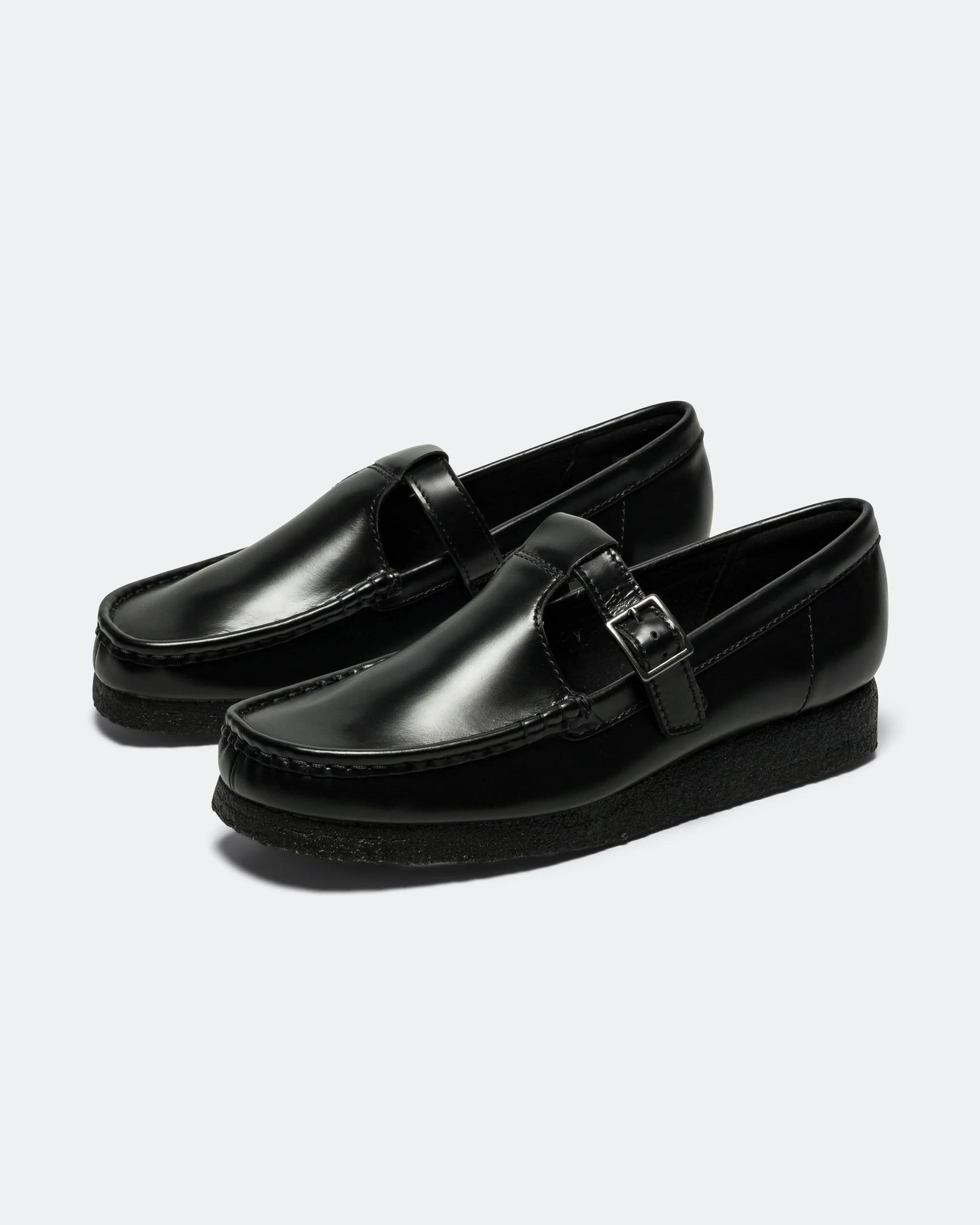 Womens Wallabee T Bar - Black Leather - Image 2