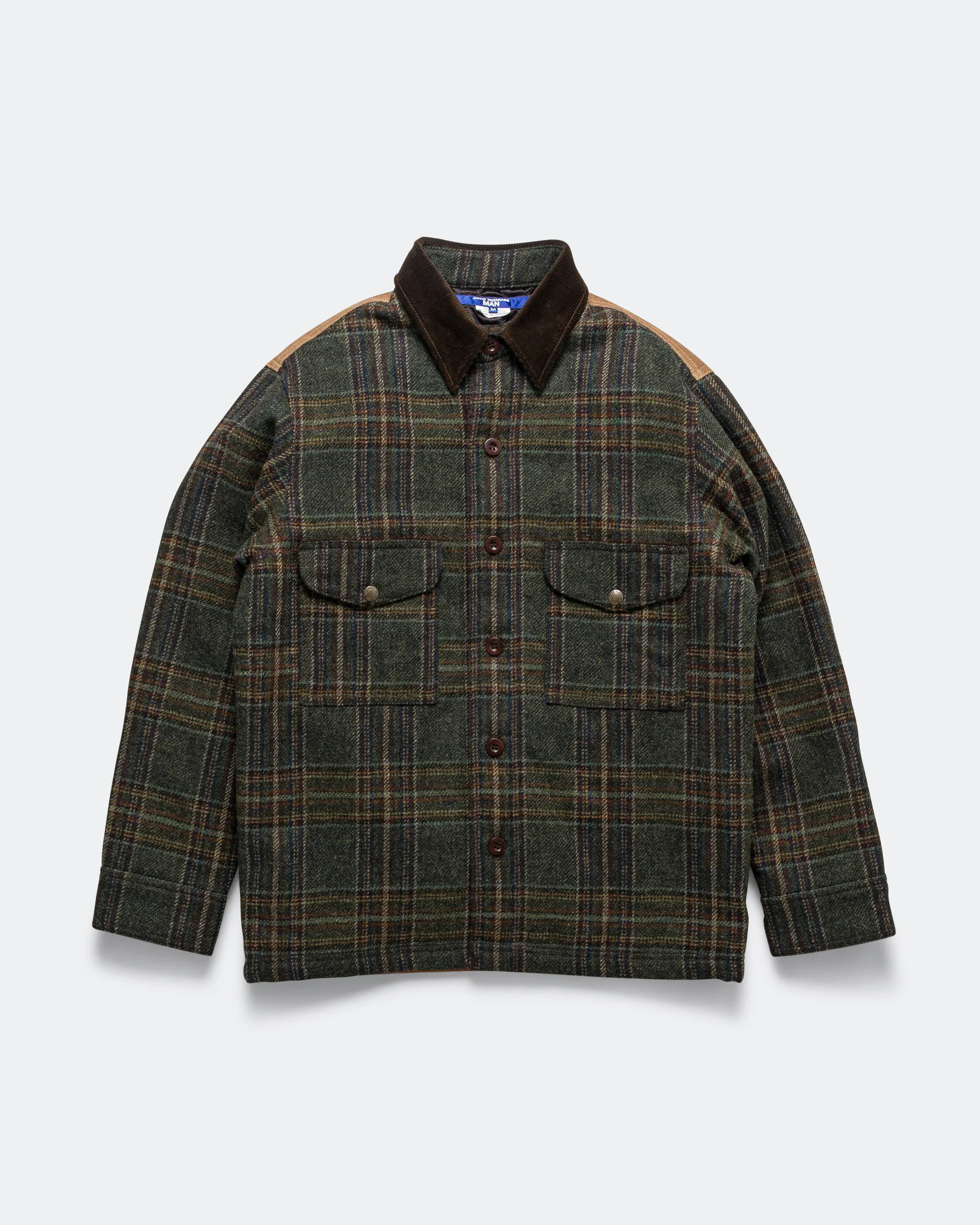 Wool Check Tweed Leather Shirt x FILSON - Green/Brown