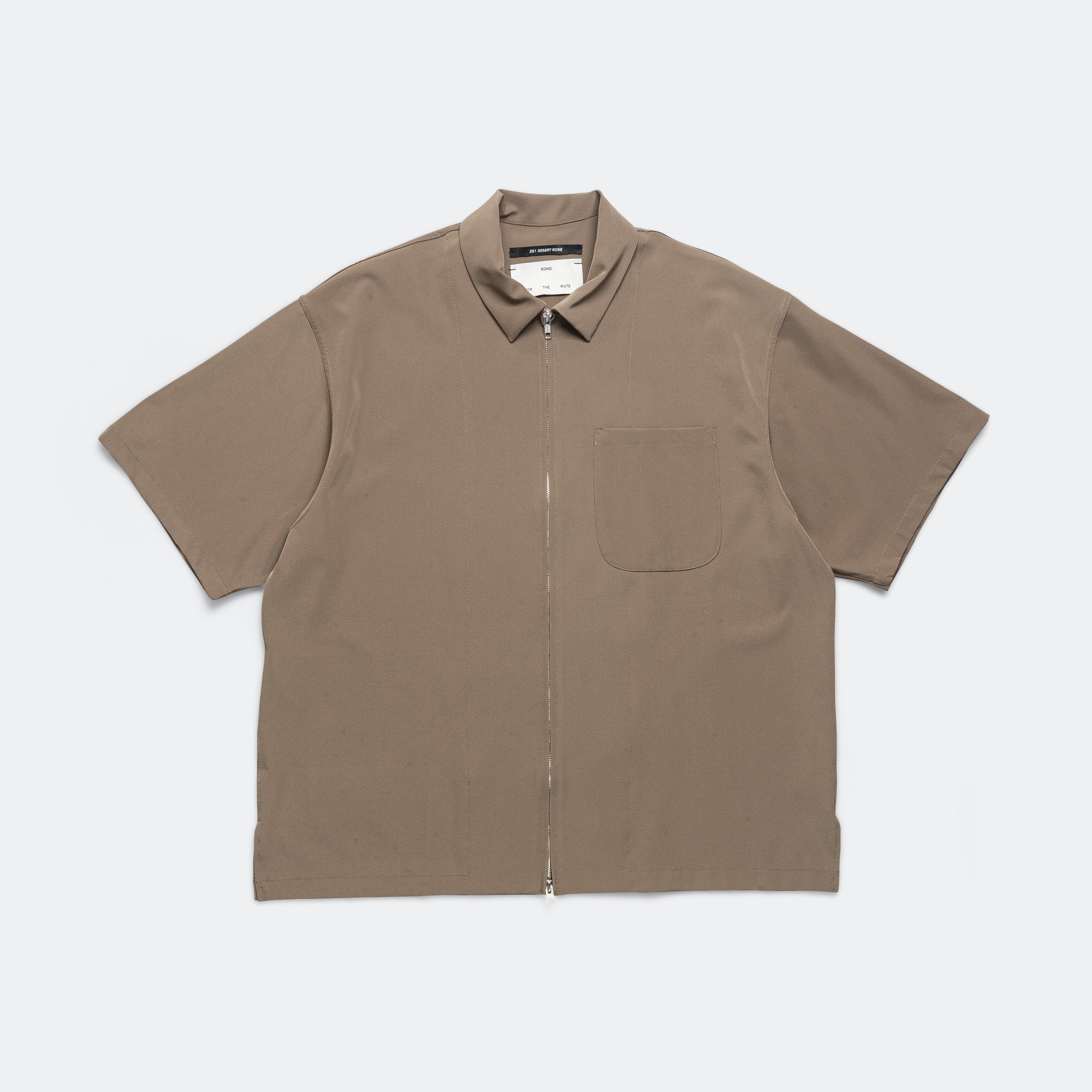 Zip-Up Gym Shirt - Taupe Poly Tech